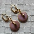 Boucles d'oreilles "rose et or".