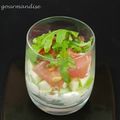 Verrine de chèvre frais, jambon cru et pomme verte