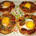 TARTELETTES MIROIR OEUFS, CHAMPIGNONS, TOMATES