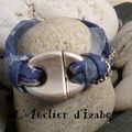 Un côté Arctique pour ce bracelet gris bleu en cordon liberty, orgranza, cuir et chaîne