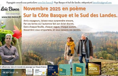 Novembre 2024 en poème par Paysagiste Pays Basque et Paysagiste Landes