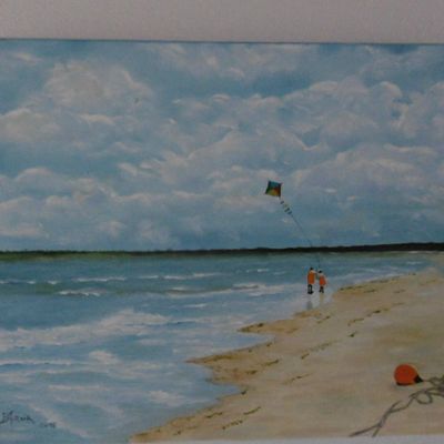 Plage de Kersidan - enfants au cerf-volant