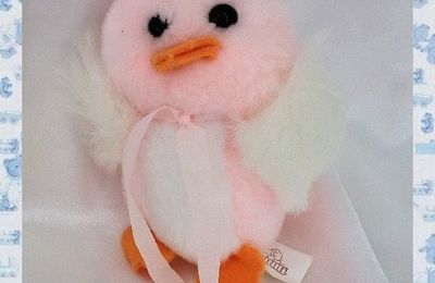 Doudou Peluche Poussin Rose Et Blanc Jemini 13 cm