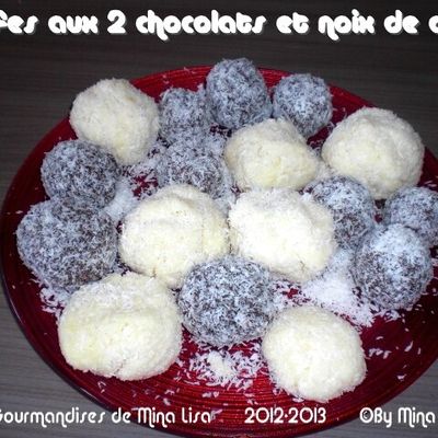 Truffes aux 2 chocolats et noix de coco