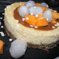 Un cheesecake qui met le cap sur le soleil: orange, cannelle, mangue et letchis...