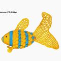 doudou poisson jaune en laine fait-main