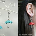 Boucles d'oreilles et bijoux parapluie en fimo