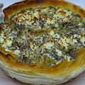 Tarte féta, coeur d'artichaut, petits pois et tomate cerise