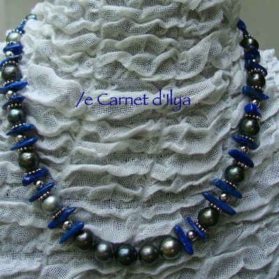 Collier "Colette" ( Lapis-Lazuli & Perles de Tahiti)