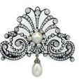 An antique diamond and natural pearl brooch, circa 1880