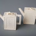 Pair of soft paste ewers with Chinese characters, China, Late 18th century