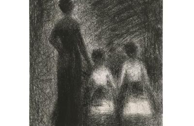 Georges Seurat (1859 - 1891). Femme avec deux fillettes