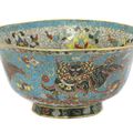 A Chinese cloisonné bowl, late Ming dynasty