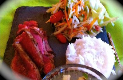 Ca chauffe !....boeuf grillé sur salade thai