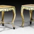 Pair of Painted Stools, Louis XV, probably Venice, 18th century.