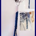 Original Porte clés homme !! BLUE !! tresse carre en coton bleu et metal,long 20.5cm x 1cm BELICIOUS-DELICIOUS-CREATION 