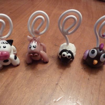 porte-photos vache, cheval, mouton et poule