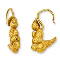 Two gold 'celestial deity' earrings, erhuan, 10th-14th century