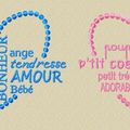 ♥ Motifs petits cœurs et mots doux pour fille ou garçon + cadeau ♥