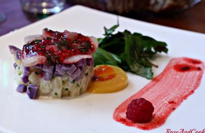 Dorade en filets, écailles de pommes de terre, pommes fondantes {atelier pommes de terre}