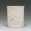 A porcelain brushpot. Daoguang Period, Qing Dynasty (1644-1911).
