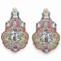A rare pair of famille rose sconces, Qianlong period (1735-96)