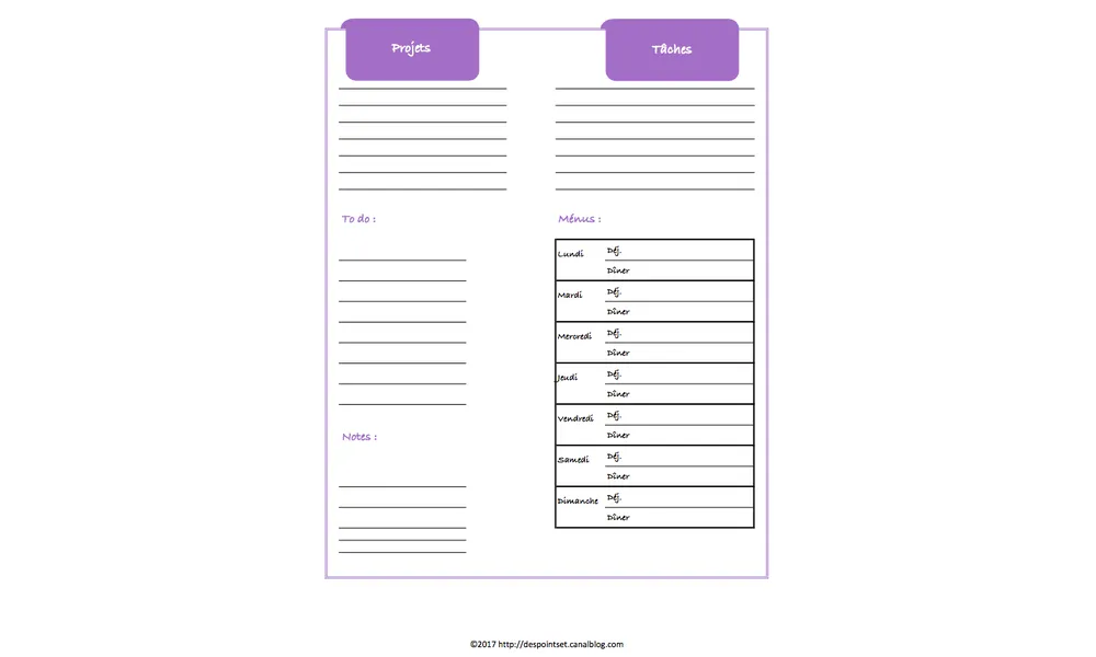 Weekly Spread (BULLET JOURNAL) - Organisation de la semaine