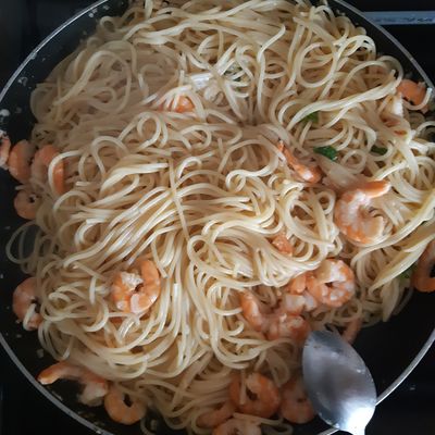 Spaghetti ail & crevettes