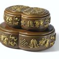 An exceptional and extremely rare gilt-copper double box and cover, Mark and period of Yongzheng (1723-1735)