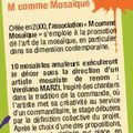 Artiste du 06 au 18 juillet - M comme Mosaïque