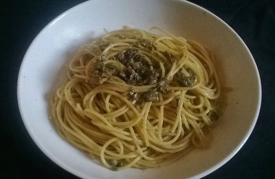 Spaghetti aux Câpres et aux Anchois...(sans chapelure)