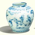 A Chinese blue and white 'boys' jar, 17th Century
