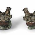 A pair of bronze dragon-head terminals, Western Zhou Dynasty, 11th-10th century BC