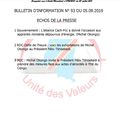 BULLETIN D’INFORMATION N° 93 DU 05.09.2019