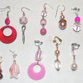 boucles d’oreilles rose ou rouge