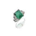 Platinum, Emerald and Diamond Ring, Tiffany & Co., Circa 1950