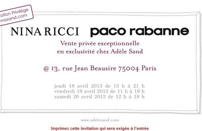 Vente privee Nina Ricci et Pacco Rabanne