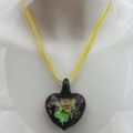 Pendentif Coeur Jenna Fleur Jaune Incrustée Verre Murano