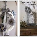 * Jeu "Poudre de Riz" * Pompons en linge ancien * étiquettes siphon *