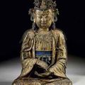 Deux statues de Guanyin et une statue tantrique d' Avalokiteshvara, Chine, Dynastie Ming, XVIIème siècle