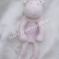 Doudou Peluche Plat Cerf Renne Blanc Et Rose Sucre D'Orge