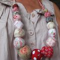 collier boules tissu