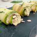 Roulés de courgettes à la crème tofu-basilic