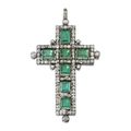 Emerald and Diamond Cross Pendant