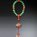 Rosaire en turquoise, corail et tourmaline, Chine, dynastie Qing, XIXème siècle