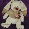 Doudou lapin Bastien beige marron clair, Nicotoy