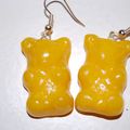 Boucles d'oreille nounours citron