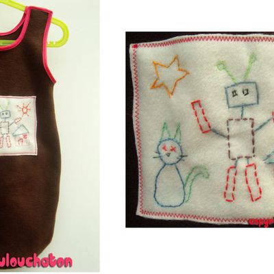 Petite série brodée Inspirée par des dessins