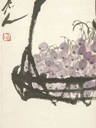 Qi Baishi (1864-1957), Basket with Grapes and some Persimons, China, dated 1955