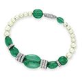 An Art Deco emerald, natural pearl and diamond bracelet